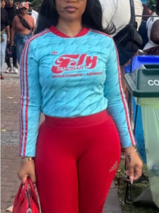adidas Tops - Viral Adidas Light Blue & Red Graphic Long Sleeve Top